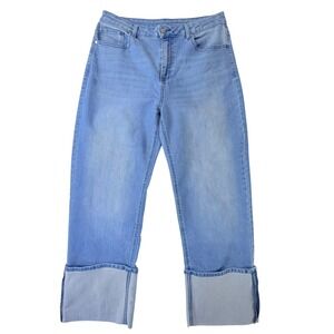 Goldenpoint Light Wash Cuffed Cropped Denim Jeans‎ Women Size 10 12 L